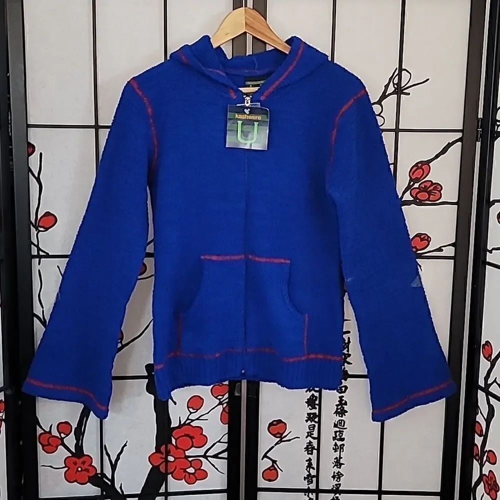 Kashwere Electric Blue Bell Sleeve Hoodie